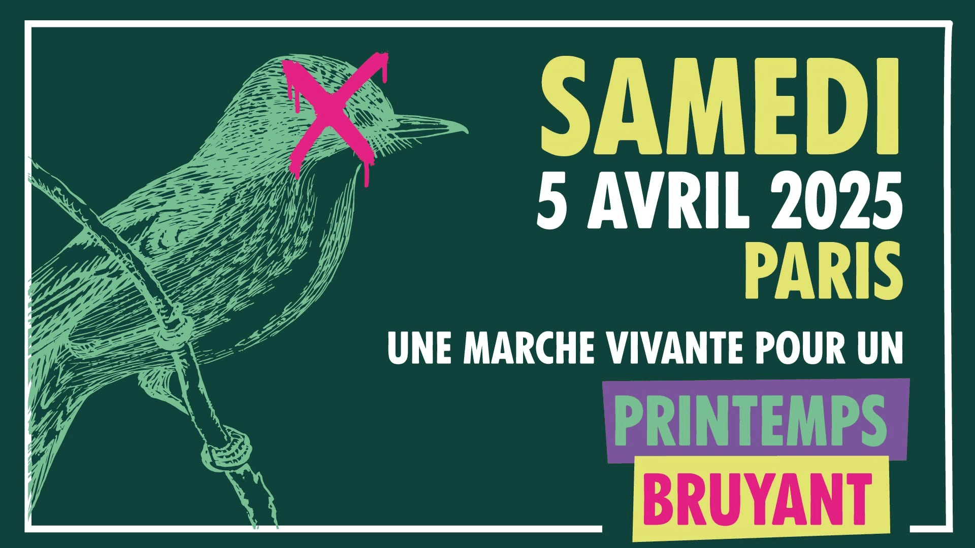 Illustration marche vivante printemps bruyant 5 avril 2025