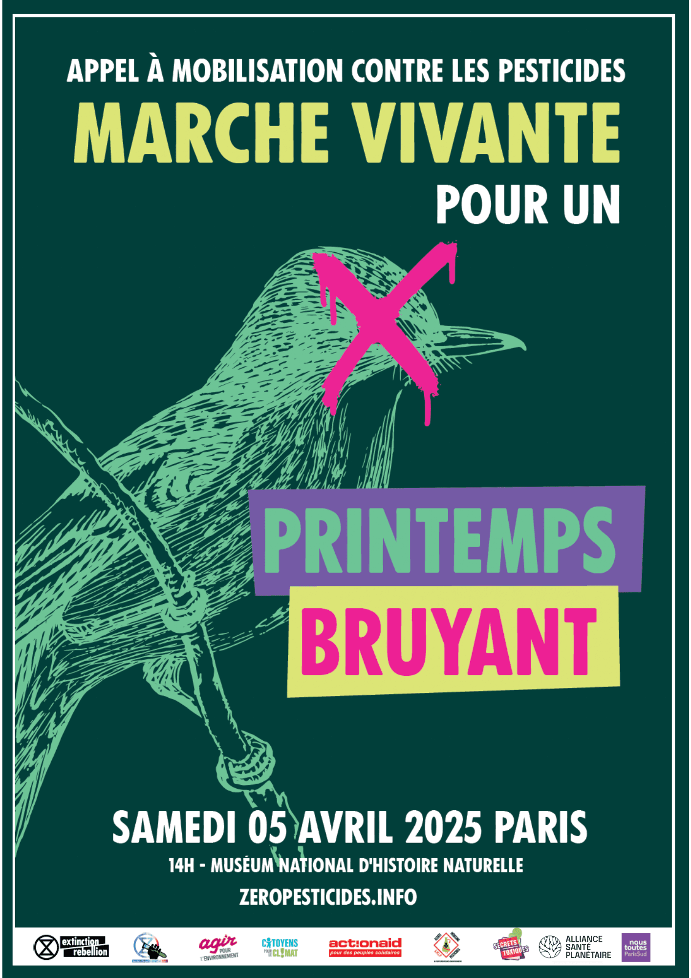 Affiche marche pour un printemps bruyant 2025